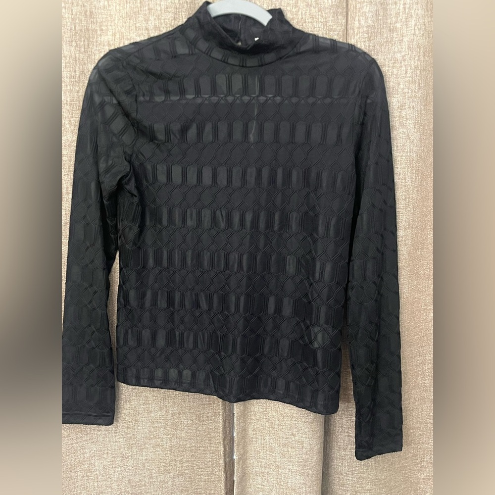 MELLODAY Black Textured Blouse